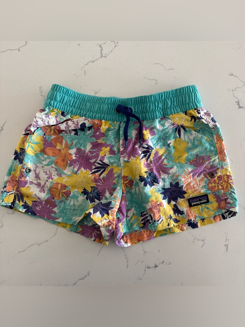 Patagonia Girls Costa Rica Baggies Shorts Size Large 12 Floral Print Nylon